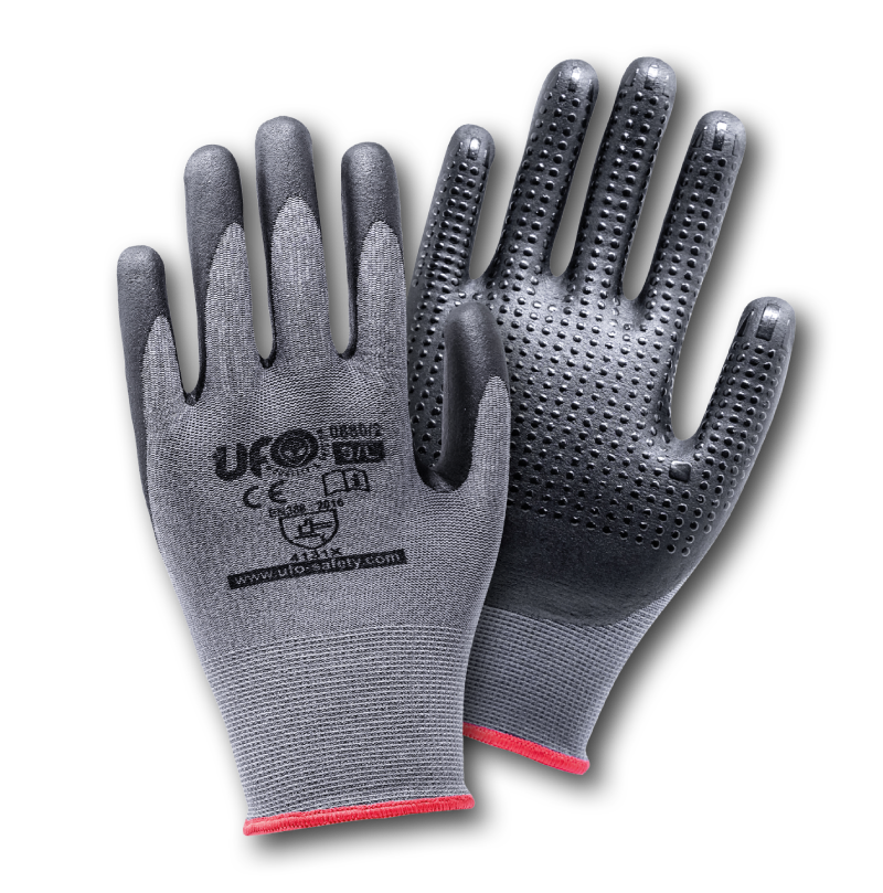 Guanti da lavoro nitrile puntinato nero nylon 9l | UFO